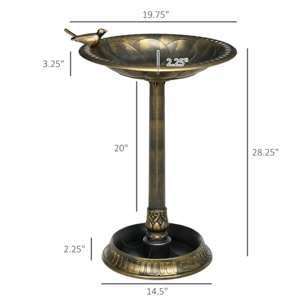 28 "bird bath feeder with flowerpot base, bronze 