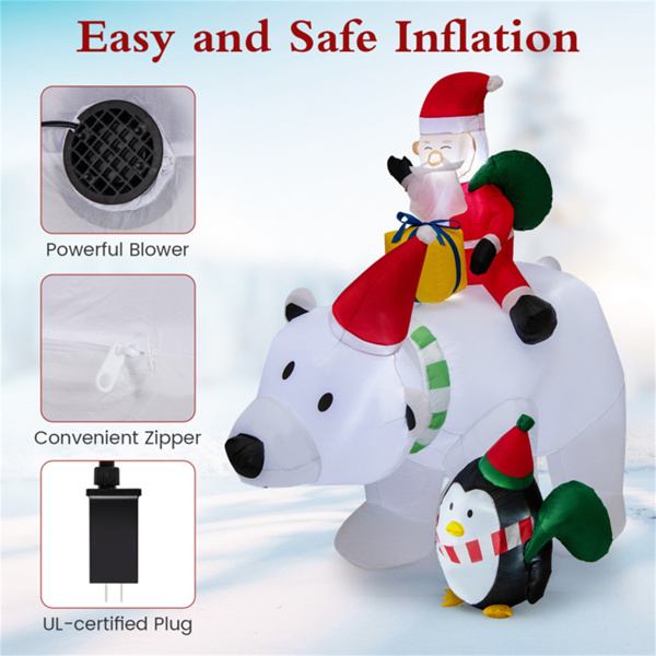 7 Feet Inflatable Santa Claus Riding Bear Inflatable Decoration