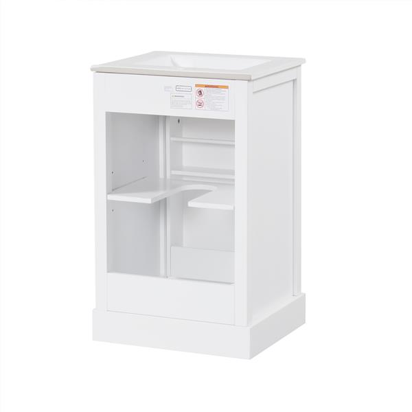 20" Bathroom Vanity with Sink, Bathroom Cabinet with Soft Closing Door, Storage Rack and Adjustable Shelve, White