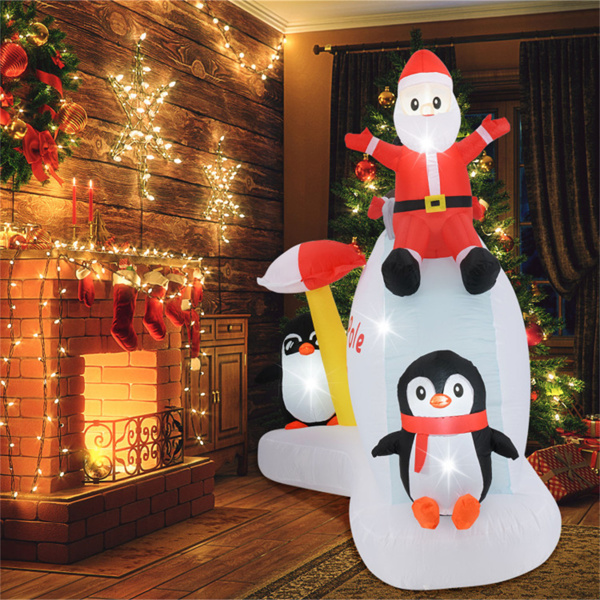 6 Feet Penguins and Santa Decoration