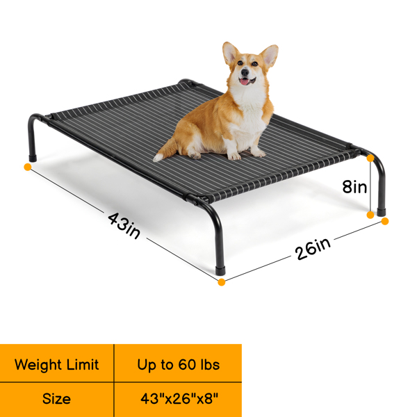 43"D x 26"W x 8"H outdoor pet bed