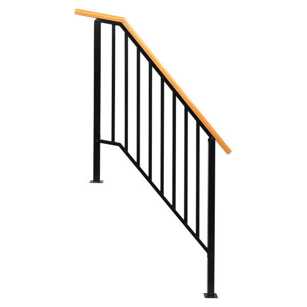  Matte Black Outdoor 3 Level Iron Handrail