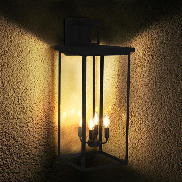 4-Light Black Outdoor Wall Light (No Bulbs)