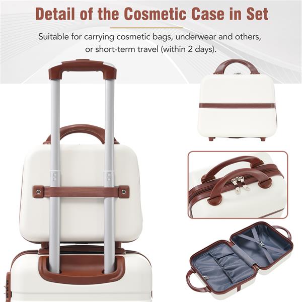 Hardshell Luggage Sets 4 Pieces 20"+24"+28" Luggages and Cosmetic Case Spinner Suitcase with TSA Lock  Lightweight