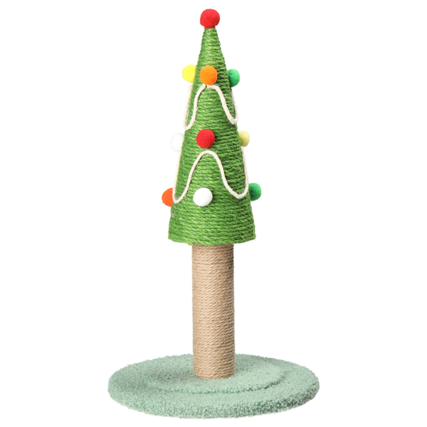 22in Christmas Tree Scratching Post, Cute Cat Scratcher with Natural Sisal Covered Frame & Colorful Little Balls for Indoor Cats