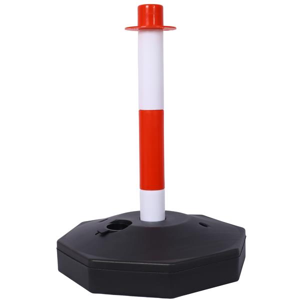 4 Pack Traffic Delineator Post Cones with Fillable Base, Adjustable Plastic Safety Barrier with 5Ft Plastic Chain, Outdoor and Indoor Crowd Control Stanchion for Traffic Control and warning W/R