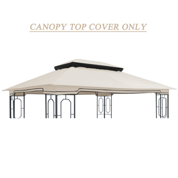 13x10 Ft Patio Double Roof Gazebo Replacement Canopy Top Fabric,Beige [Sale to Temu is Banned.Weekend can not be shipped, order with caution]