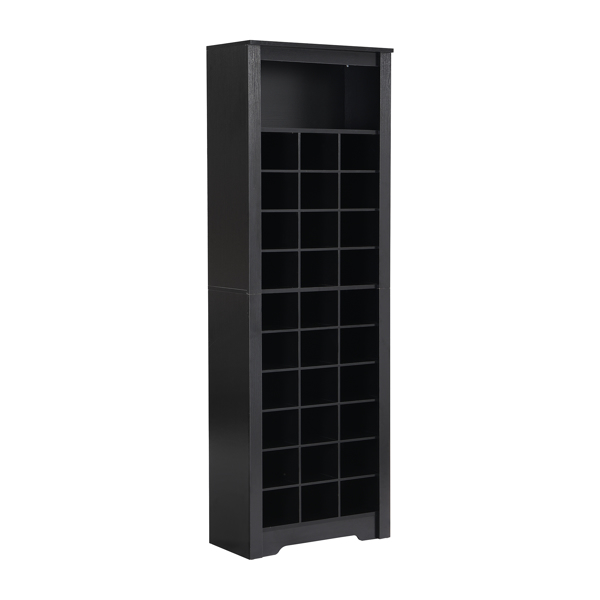 Stylish Design 30 Shoe Cubby Console, Contemporary Shoe Cabinet with Multiple Storage Capacity, Free Standing Tall Cabinet with Versatile Use for Hallway,  Bedroom, Black