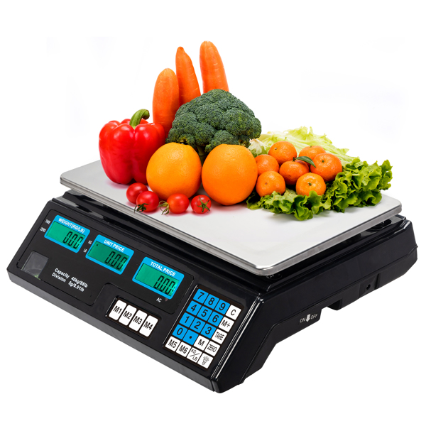 【Old code:17568532】ACS-30 40kg/5g Digital Price Computing Scale for Vegetable UK Plug Silver & Black