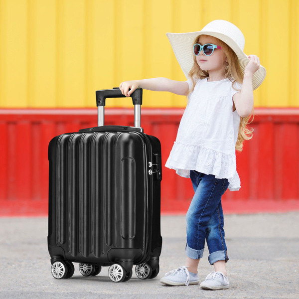 4 Piece Luggage Sets, 16/20/24/28" ABS Durable Suitcase Sets Double Wheels TSA Lock, Black