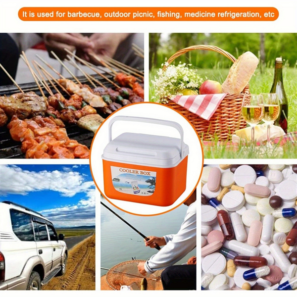 1L+5L+13L+27L+45L picnic insulated box, fresh-keeping box, outdoor picnic, barbecue, camping portable insulated box, orange fresh-keeping box