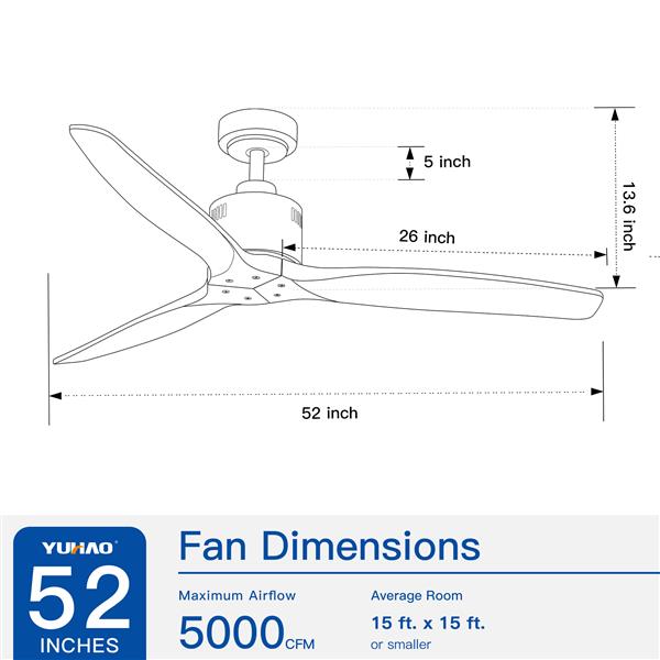 52" Farmhouse Rustic Ceiling Fan with Integrated LED and Remote Control