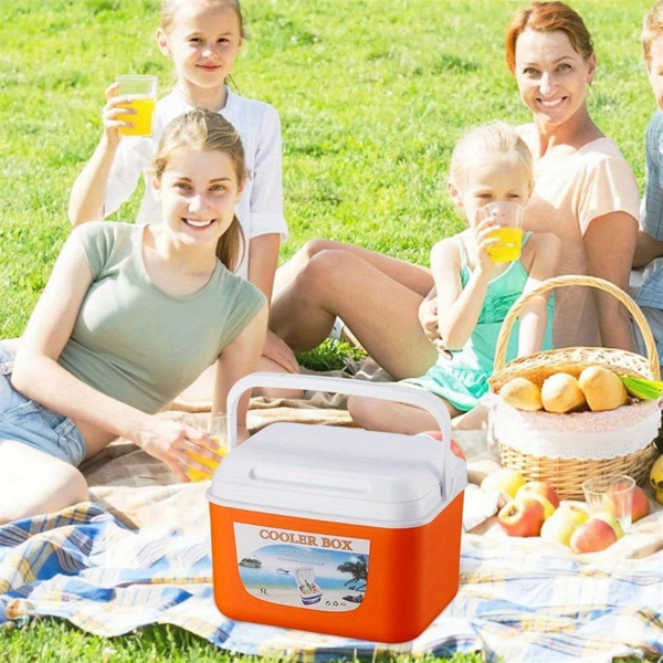 1L+5L+13L+27L+45L picnic insulated box, fresh-keeping box, outdoor picnic, barbecue, camping portable insulated box, orange fresh-keeping box