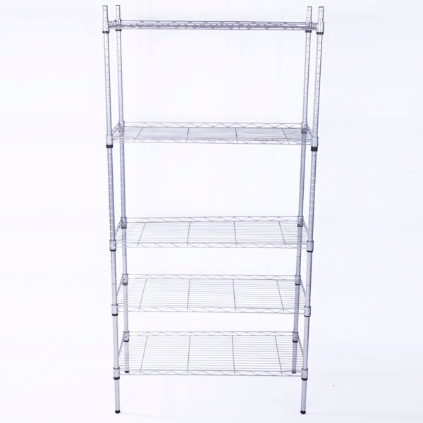 XM-304B Rectangle Carbon Steel Metal Assembly 5-Shelf Storage Rack Silver Gray