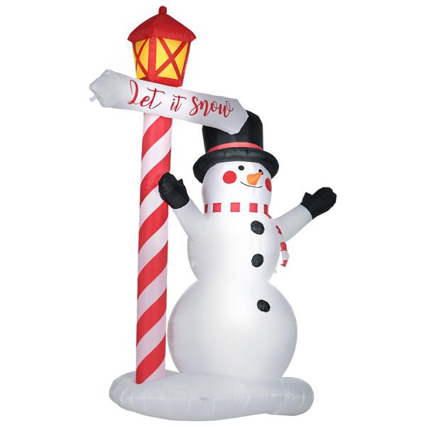 7ft Christmas Inflatables Outdoor Decorationss Decorations Snowman with Street Light, Blow-Up LED Christmas Decor