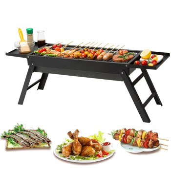 picnic party suitable for 4-6 people 33.5 × 23.7 × 11.8 inches length × width × heightPortable charcoal grill, small outdoor grill folding grill, outdoor grill foldable, stainless steel charcoal grill