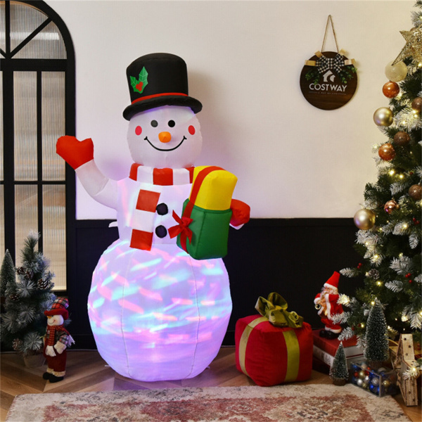 5-foot tall snowman inflatable Christmas decoration with colorful LED lights