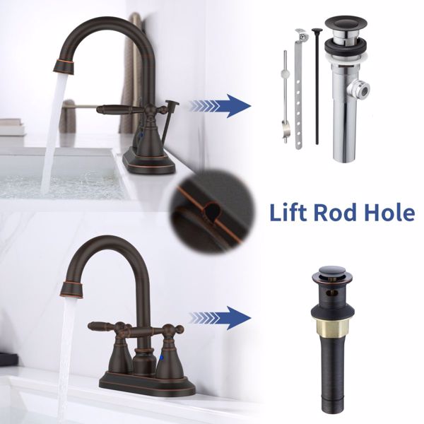 Bathroom Faucet Oil Rubbed Bronze 360 Degree High Arc Swivel Spout 4 Inches Centerset Vanity Faucet Modern 3 Holes Lavatory Faucet NOT INCLUED Drain[Unable to ship on weekends, please note that]