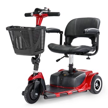 3 Wheel Mobility Scooters for Adults, Foldable Mobility Scooter for Seniors, Powered Electric Scooter with Basket, Heavy Duty Mobile for Travel, Elderly - Long Range Power Extended Battery (Red)