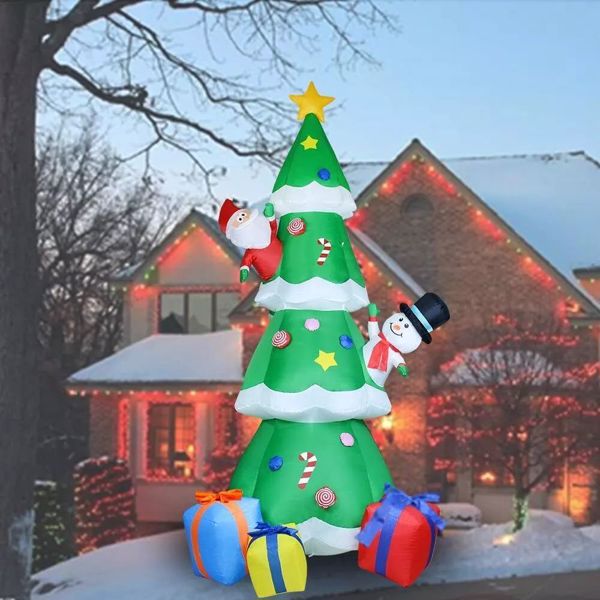 8FT Inflatable Santa Claus Snowman On Christmas Tree w/LED Lights Outdoor Decor