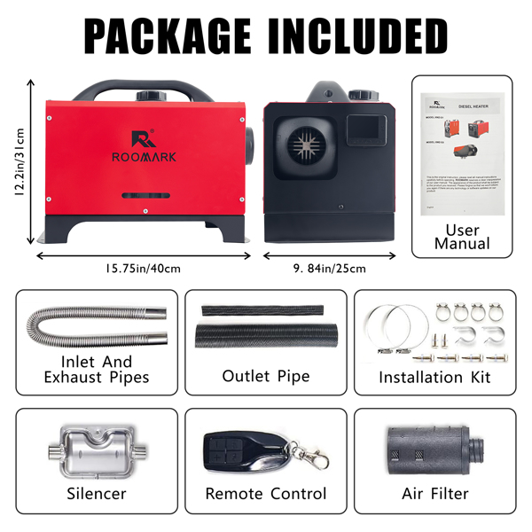 8KW Diesel-Heizung, 12 V Diesel-Luftheizung, All-in-One, schnelles Aufheizen, geräuscharm, tragbar, Diesel-Standheizung mit LED-Monitor-Schalter, Fernbedienung für Auto