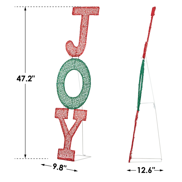 Lighted JOY Letter Sign Christmas Yard Decorations, Pre-lit 2D Letter Display with 45 LED Warm White Lights and Stakes for Xmas Outdoor Holiday Indoor Decor Lighted Holiday Displays