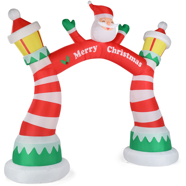 8.9 FT Lighted Christmas Inflatable Archway, Inflatable Santa Claus Christmas Arch, Blow Up Yard Decorations with Built-in LED Lights for Holiday Party Front Yard Lawn Garden Decor