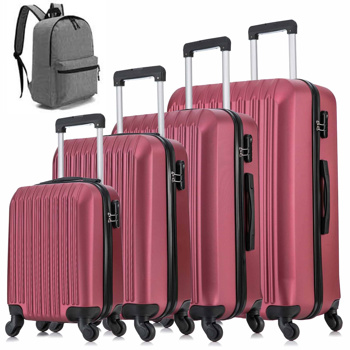 5 Piece Set Luggage Sets Suitcase ABS Hardshell Lightweight Spinner Wheels (16/20/24/28 inch) 