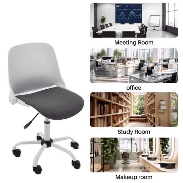 Kleiner Schreibtischstuhl, Bürostuhl ohne Armlehnen, Ergonomischer Bürostuhl mit überkreuzten Beinen,für kleine Räume, Height Adjustable Folding Office Chair for Home Office