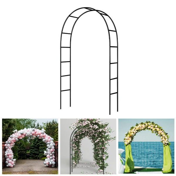 Garden Arch Trellis Metal Garden Arbor for Various Climbing Plant, Wedding Arches for Ceremony Decoration Outdoor Lawn Backyard, 7.9FT*4.6FT, Black