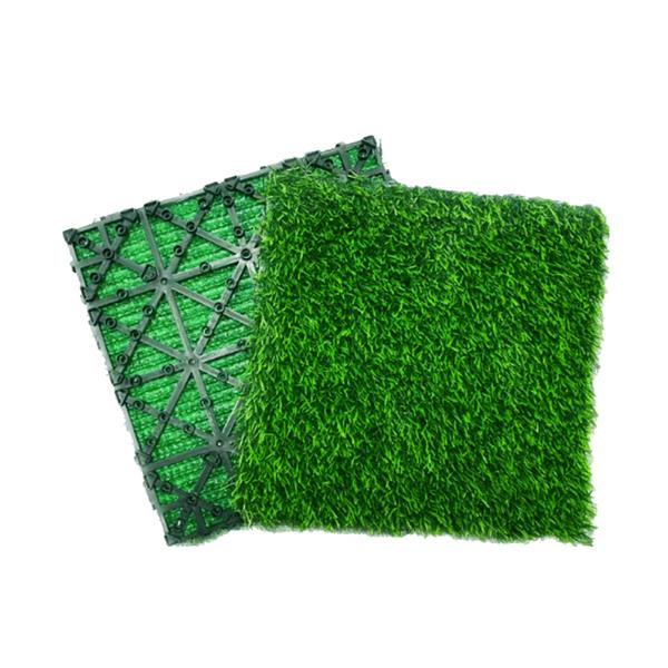 Artificial Grass Turf Tiles Interlocking Set of 35pcs, Fake Grass Tiles Self-draining for Pet Indoor/Outdoor Flooring Decor, 12x12in Grass Green