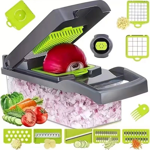 14 In 1 Fruit Vegetable Slicer Cutter Food Onion Veggie Dicer Chopper Kitchen US