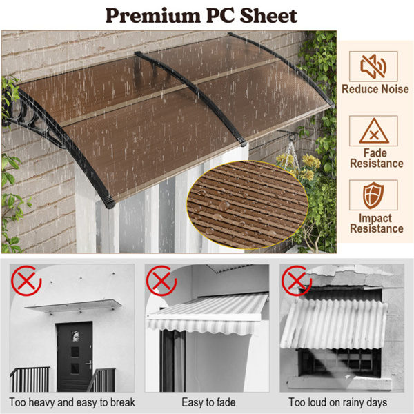 Outdoor Overhang Awning for Sunlight Rain Snow Wind Protection