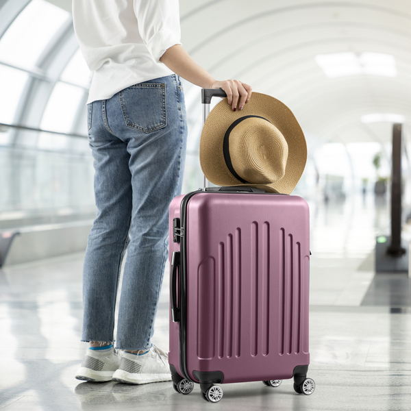  Curved Vertical Stripes 4-in-1 Trolley Case - Violet