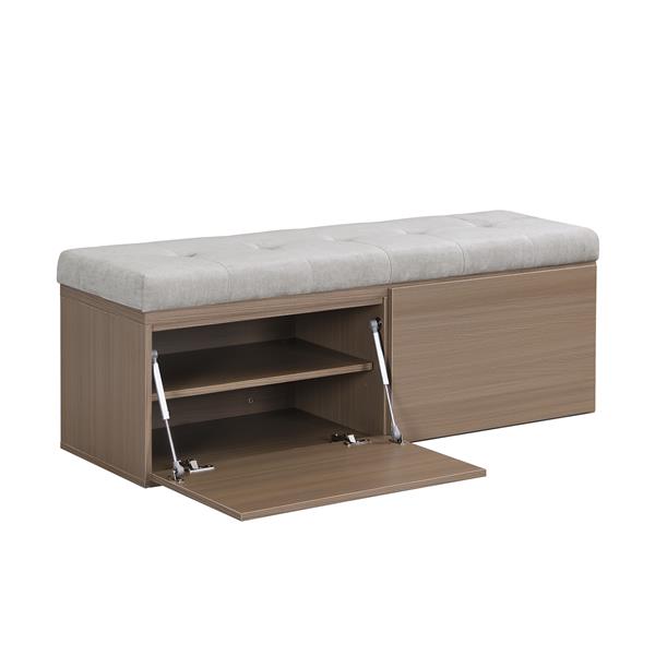 49" Shoe Storage Bench Entryway Shoe Cabinet Storage Ottoman with Padded Seat Cushion and Double Doors for Entryway, Hallway and Bedroom, Light Grey