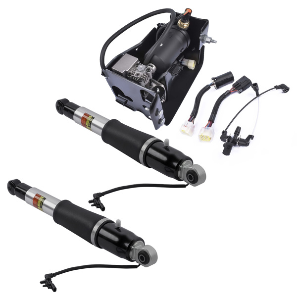 2Pcs Rear Shock Absorbers + 1Pc Air Compressor For Cadillac Escalade Chevy Suburban Tahoe GMC Yukon 2015-2019 23151122 15254590