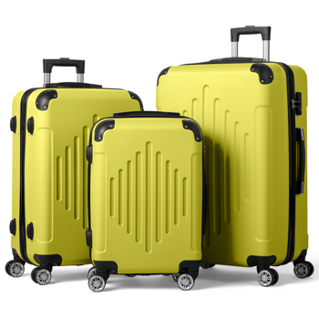 FCH 3-in-1 trolley case with 2 corners and diamond stripes - cream yellow