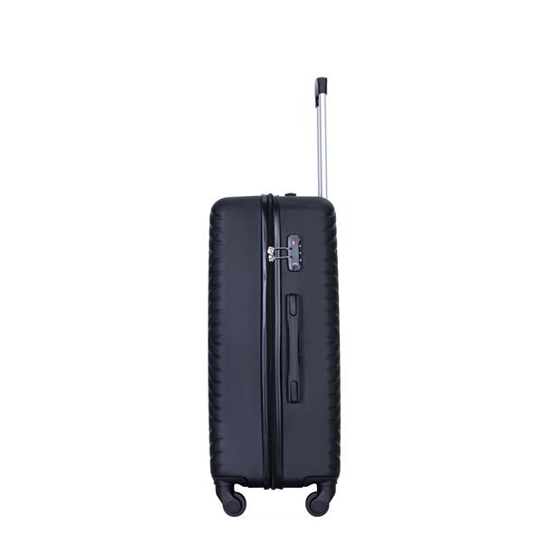 luggage 4-piece ABS lightweight suitcase with rotating wheels, 24 inch and 28 inch with TSA lock, (16/20/24/28) BLACK