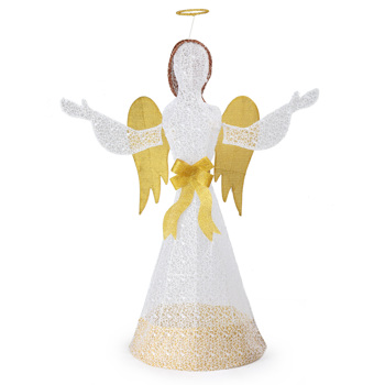 4.5FT Lighted Christmas Angel Outdoor Decoration, Weather Proof Angel with Wings Christmas Ornament Home Decor Pre-lit 200 LED White Lights with Stakes