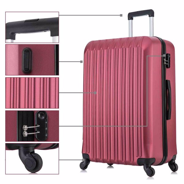 5 Piece Set Luggage Sets Suitcase ABS Hardshell Lightweight Spinner Wheels (16/20/24/28 inch) 