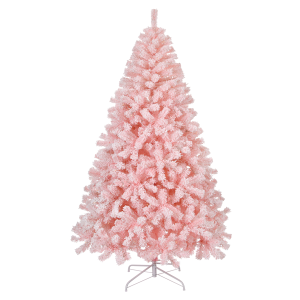 6 FT Artificial Christmas Tree with DIY 100 Warm Lights Battery Operated, 750 Branch Tips and Sturdy Metal Stand, Pink