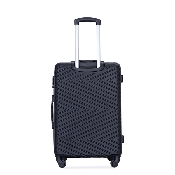 luggage 4-piece ABS lightweight suitcase with rotating wheels, 24 inch and 28 inch with TSA lock, (16/20/24/28) BLACK