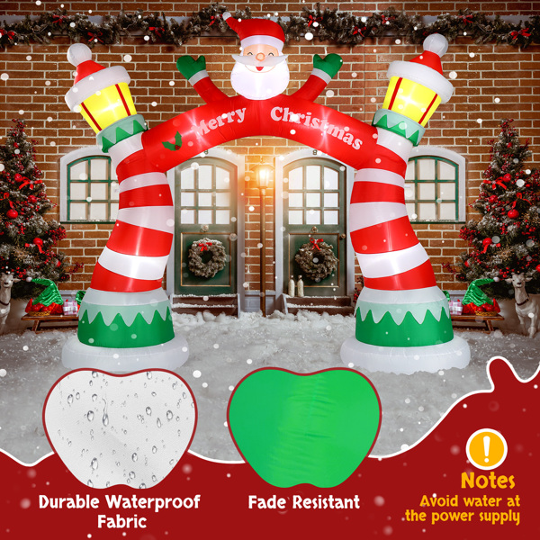 8.9 FT Lighted Christmas Inflatable Archway, Inflatable Santa Claus Christmas Arch, Blow Up Yard Decorations with Built-in LED Lights for Holiday Party Front Yard Lawn Garden Decor