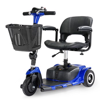 3 Wheel Mobility Scooters for Adults, Foldable Mobility Scooter for Seniors, Powered Electric Scooter with Basket, Heavy Duty Mobile for Travel, Elderly - Long Range Power Extended Battery (Blue)