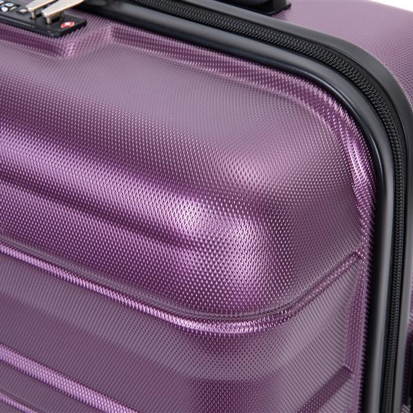 Expandable 3 Piece Luggage Sets PC Lightweight & Durable Suitcase with Two Hooks, Spinner Wheels, TSA Lock, (21/25/29) Dark Purple