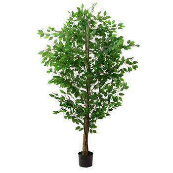 6ft Ficus Tree Artificial, Realistic Texture Potted Faux Ficus Tree, Fake Trees Indoor Outdoor for Home Office Living Room Bedroom Foyer Porch Decor