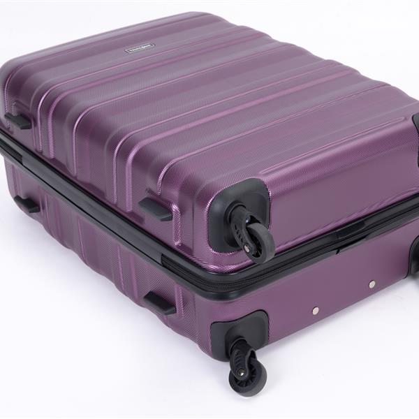 Expandable 3 Piece Luggage Sets PC Lightweight & Durable Suitcase with Two Hooks, Spinner Wheels, TSA Lock, (21/25/29) Dark Purple