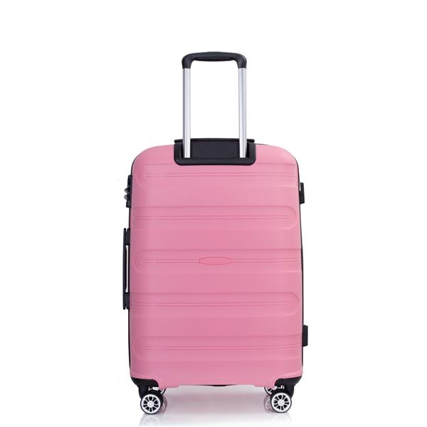 Hardshell Suitcase Spinner Wheels PP Luggage Sets Lightweight Durable Suitcase with TSA Lock,3-Piece Set (20/24/28) ,Pink