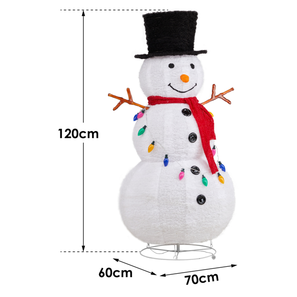 4ft 100LED 20 Lanterns Cashmere Fabric Retractable Snowman Garden Snowman Decoration 