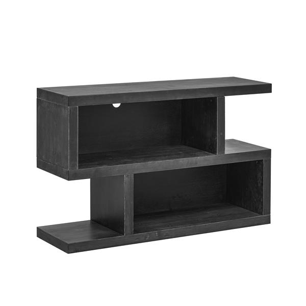 Retro Console Table with Symmetrical 2-Tier Open Shelf for Entryway and Living Room (Black)